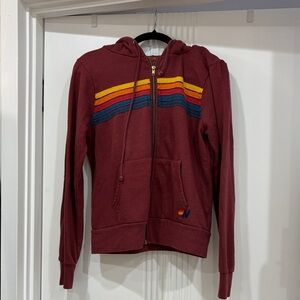 Aviator Nation Maroon Hoodie with Vibrant Stripes